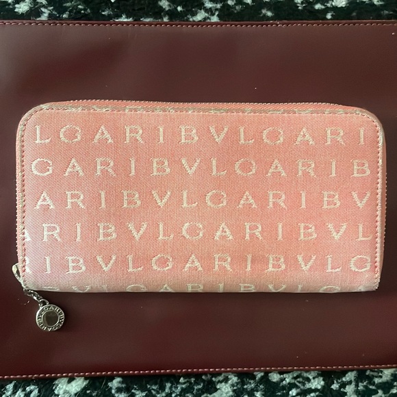 BVLGARI Handbags - BVLGARI Pink CANVAS Monogram Zip around Long wallet 🌸$750 Retails/ Bottege Pink